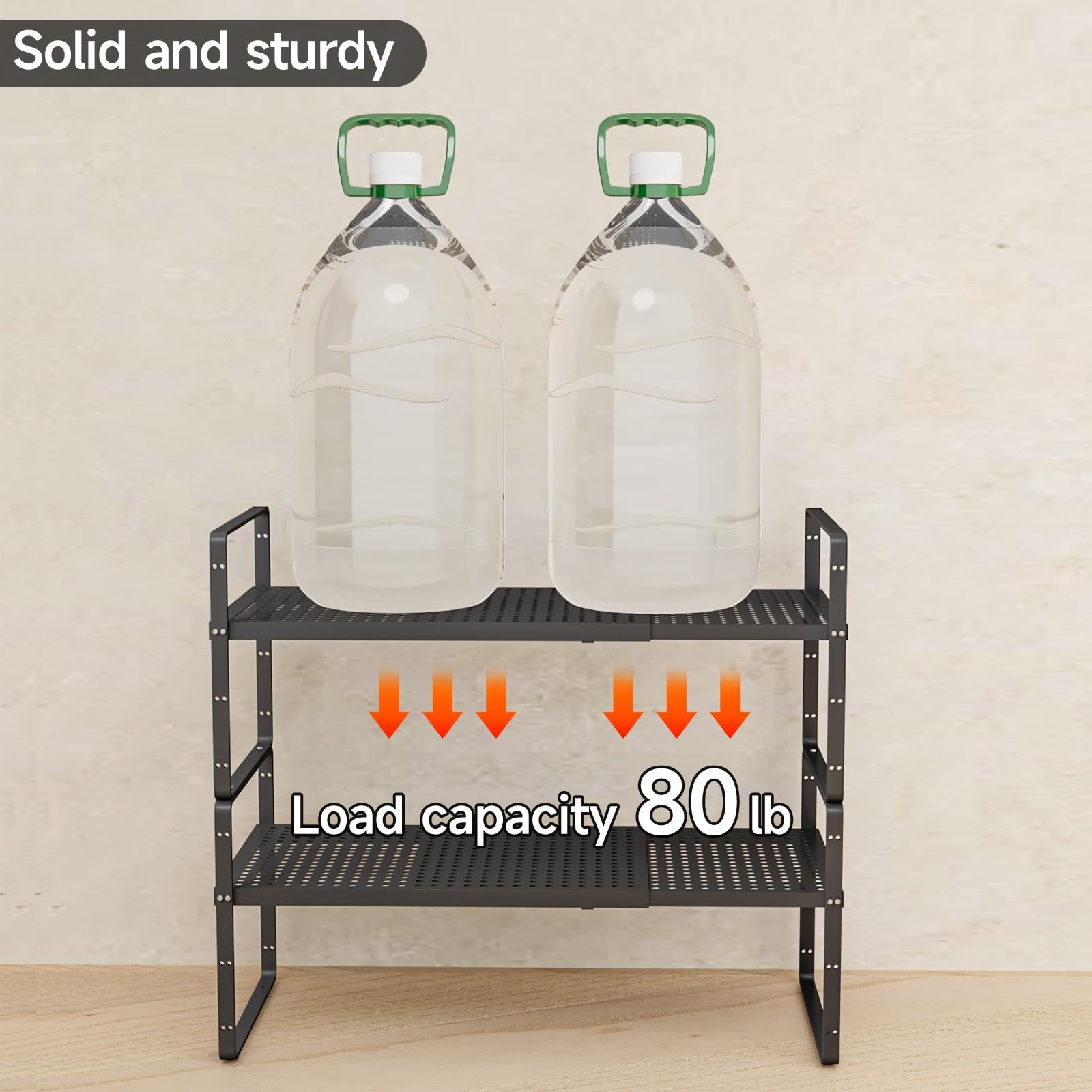 Organizador apilable de gabinete de cocina, estante de metal ajustable para armarios de almacenamiento de cocina, estante de especias expandible, organizador de encimera para despensa y armario,