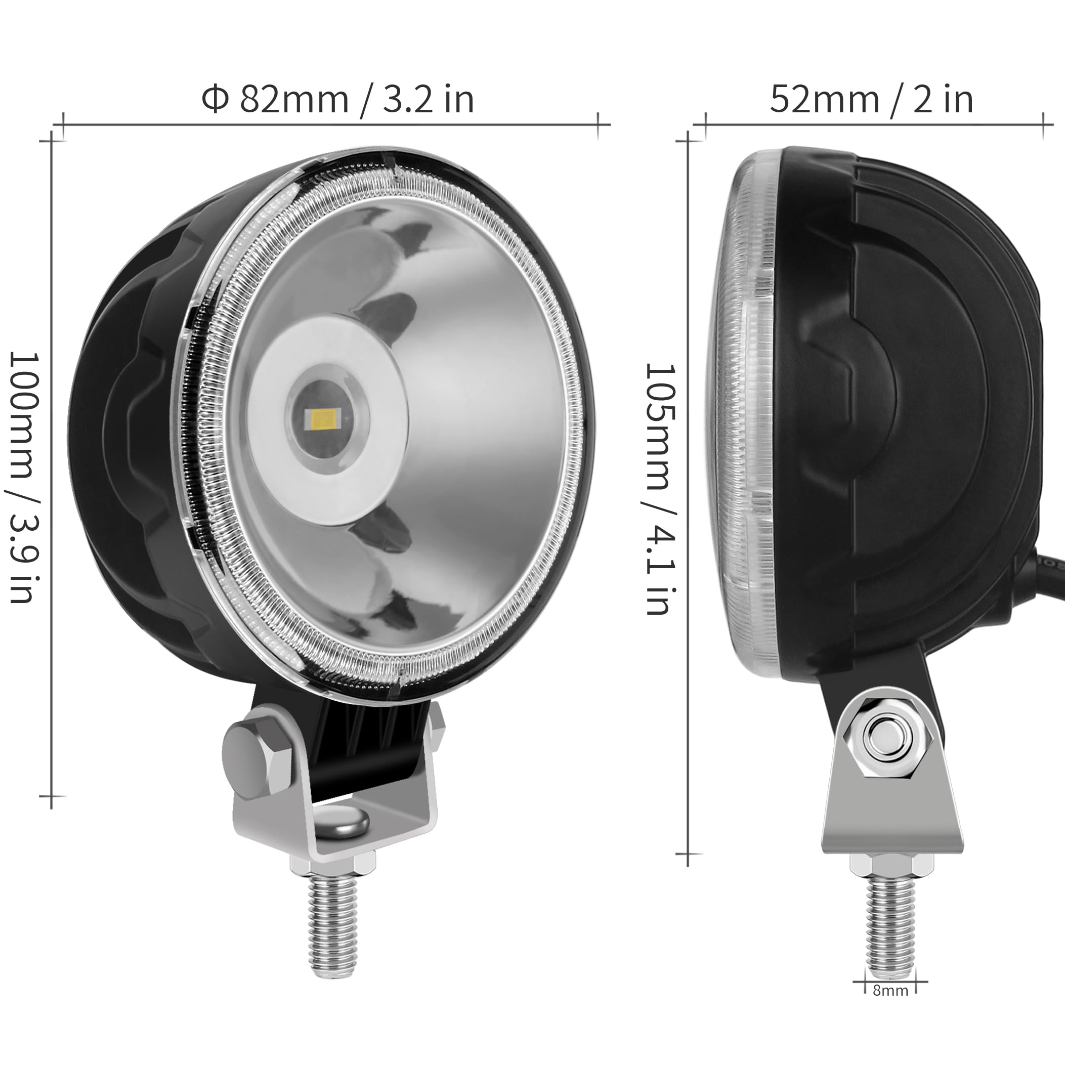 2 Pezzi LED da Lavoro 3 Pollici Bianca 12V 24V - Faretto Supplementare Nebbia Marina Trattore Escavatore Agricolo Rimorchio IP67 Impermeabile