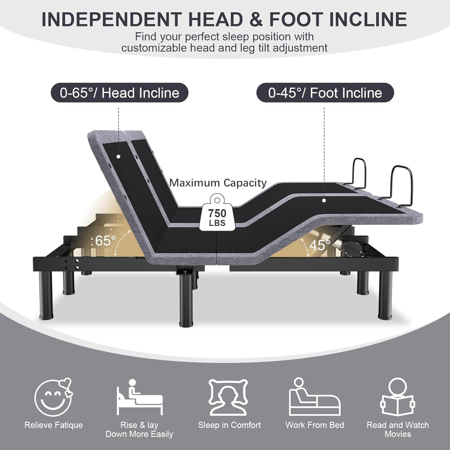 Split King Adjustable Beds with Thickened Frame, Adjustable Bed Frame with with Wireless Remote, Separate Head/Foot Lift, Massage, Zero Gravity,USB Ports, Adjustable Bed Bases with Sturdy Metal