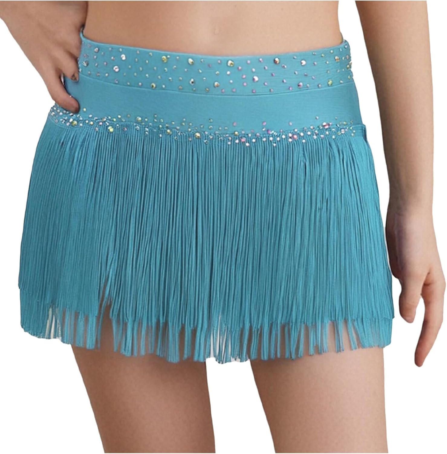 Linjinx Kids Girls Sparkly Tassel Fringe Briefs Skirts Modern Salsa Samba Rumba Latin Dance Skirts Ballroom Dancewear