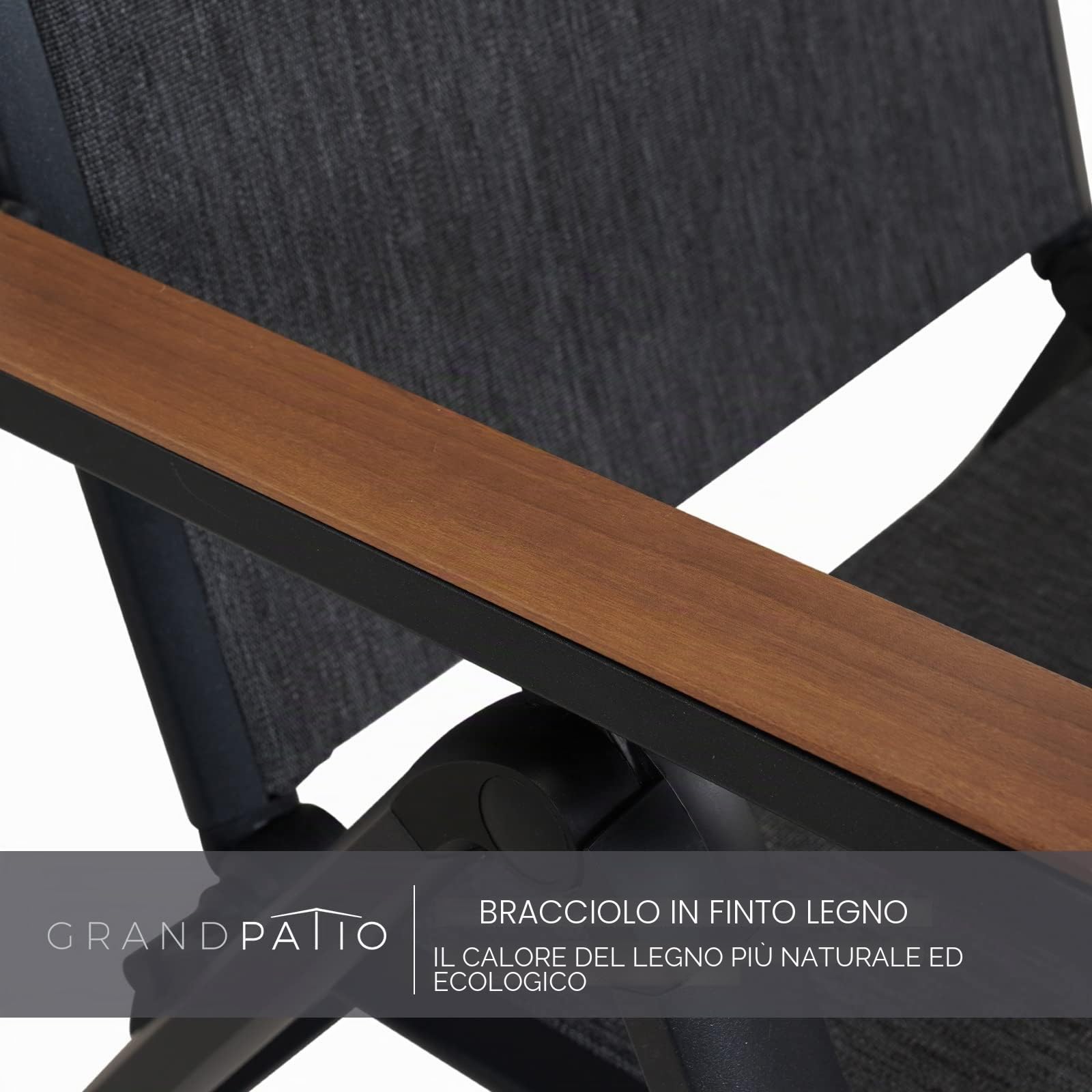 Grand patio Sedia reclinabile da giardino con poggiapiedi, sedia pieghevole in alluminio, leggera, portatile, regolabile in 6 posizioni, schienale alto, in tessuto, per esterni, colore: scuro