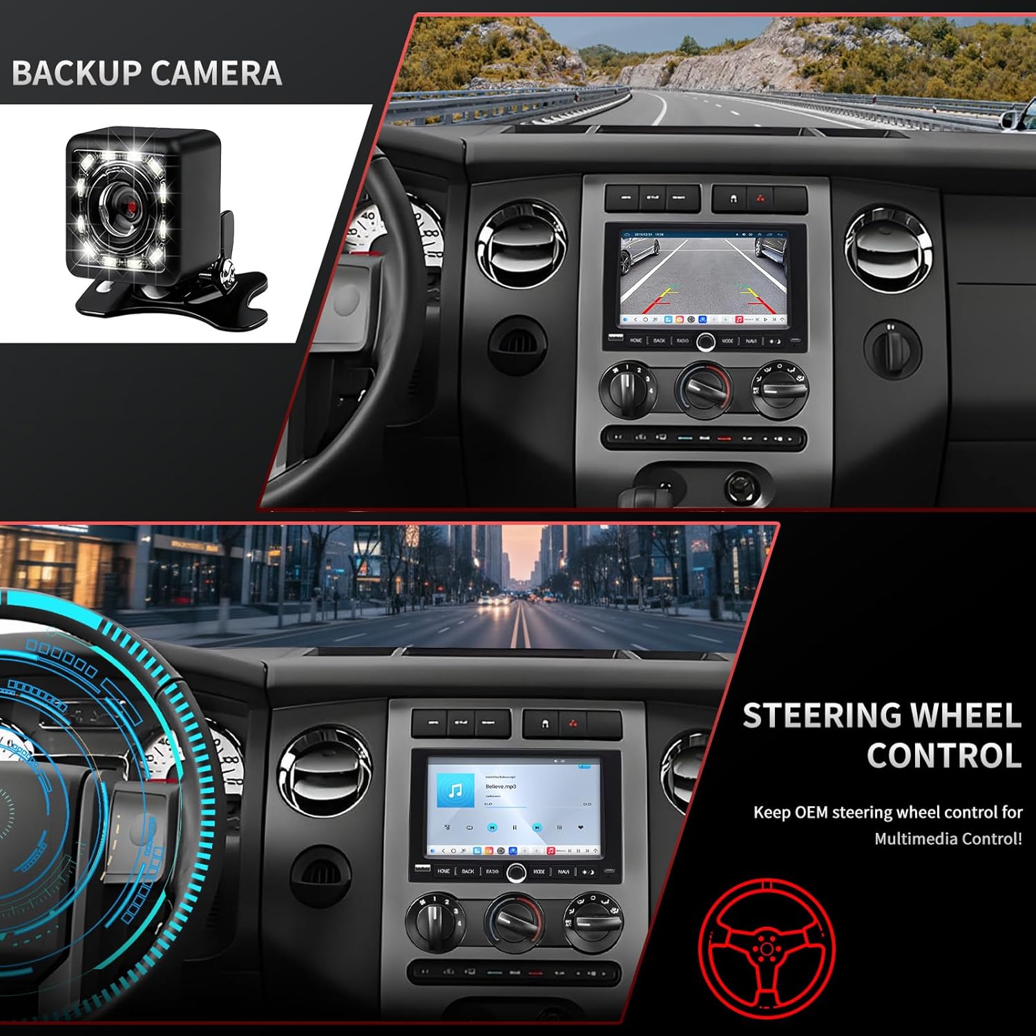 4G Network QLED Radio for Ford F150 Upgrade 2004 2005 2006 2007 2008,F250 2005-2012 Touch Screen Stereo Replacement,Wireless Carplay Android Auto, Free Camera