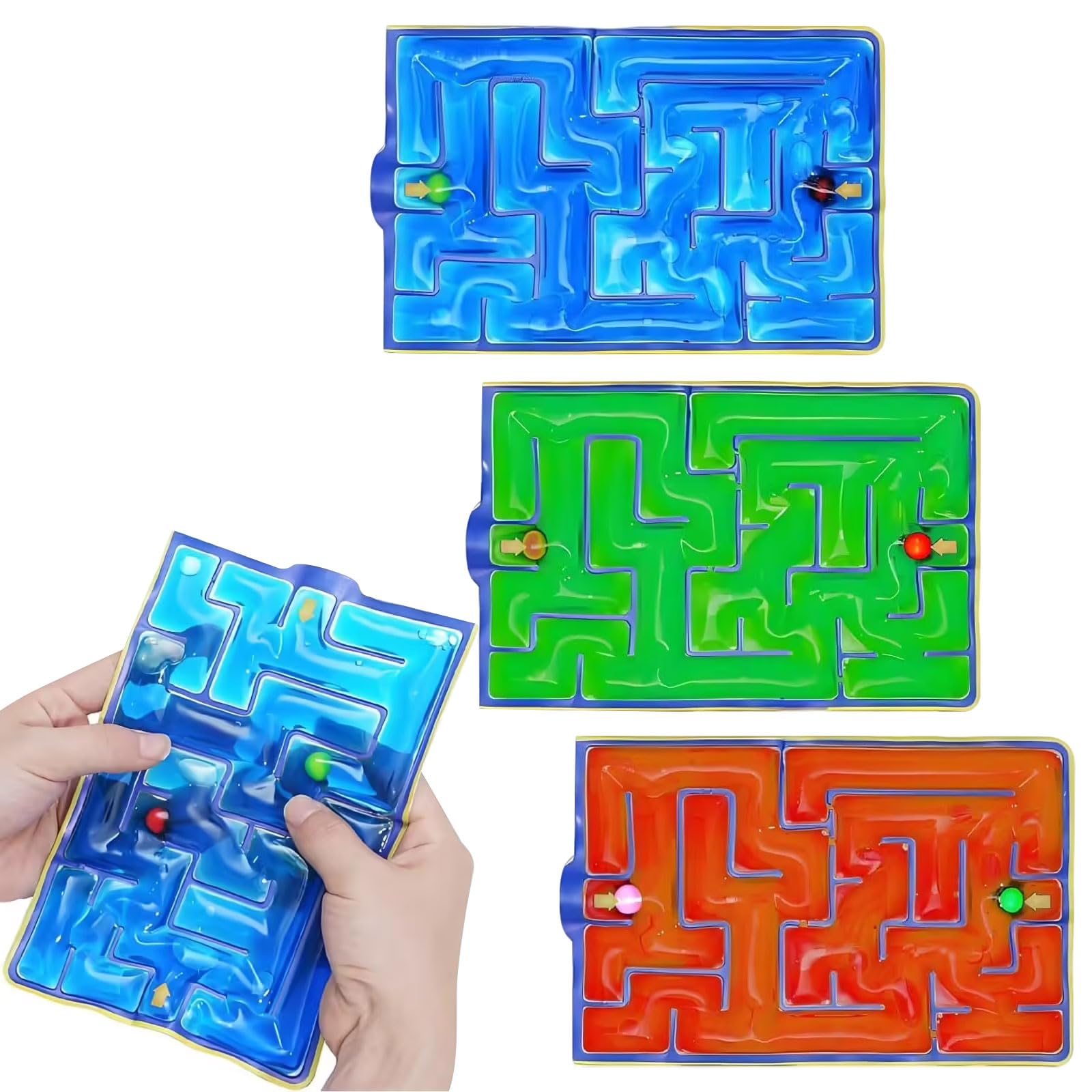 3 Pack Maze Sensory Toys - stress relief toys adults for Autism and Stress Relief, Toy for Autistic Children, Gel Filled Relief Toy Special Needs Developmental Toys (Blue, Red, Green)