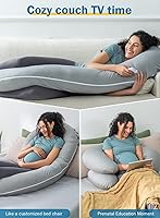 Vista 5 de INSEN Almohada refrescante de embarazo, almohada de maternidad con funda suave de Tencel, en forma de C para mujeres embarazadas y dormir de lado
