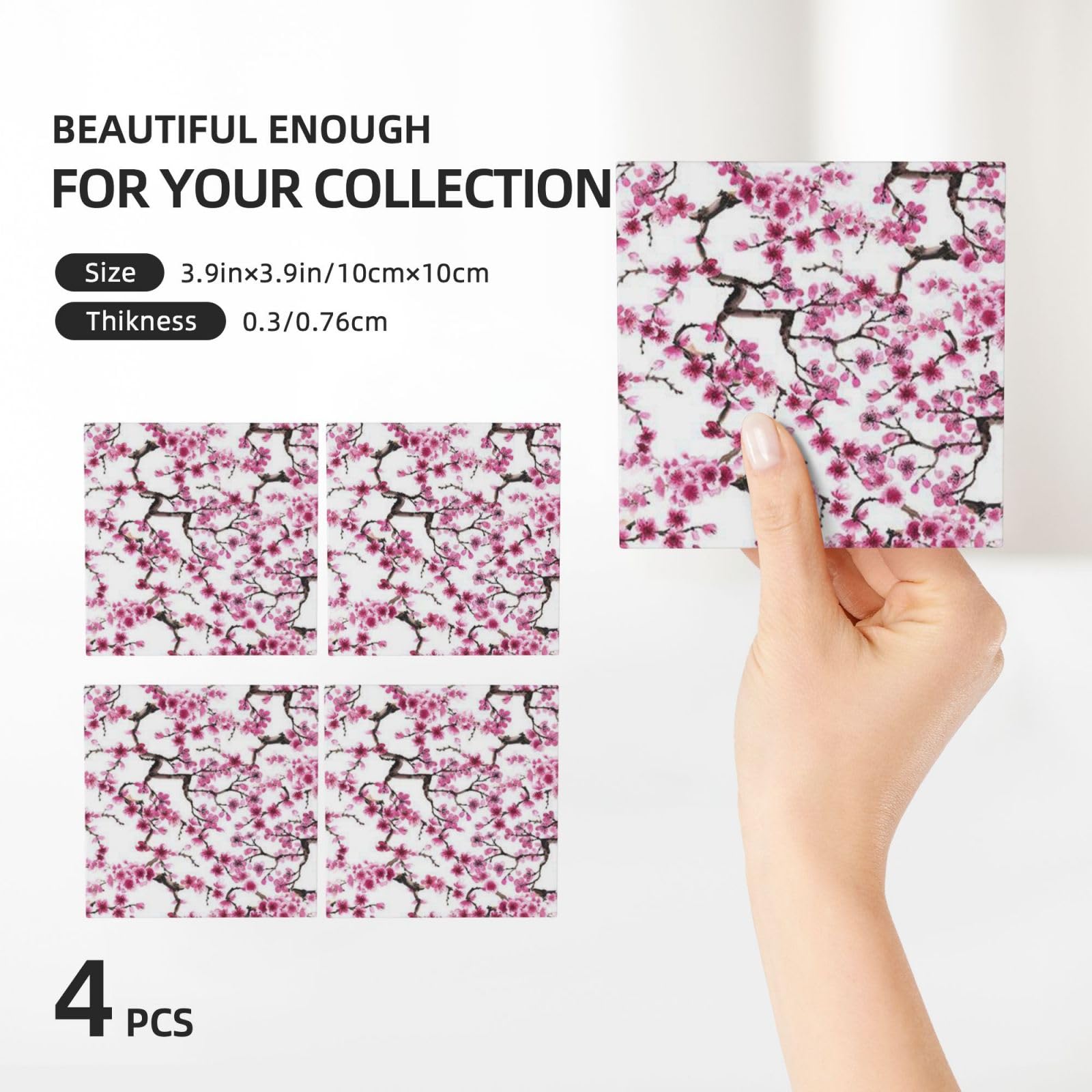 Set di 4 sottobicchieri quadrati in ceramica personalizzati con nome e