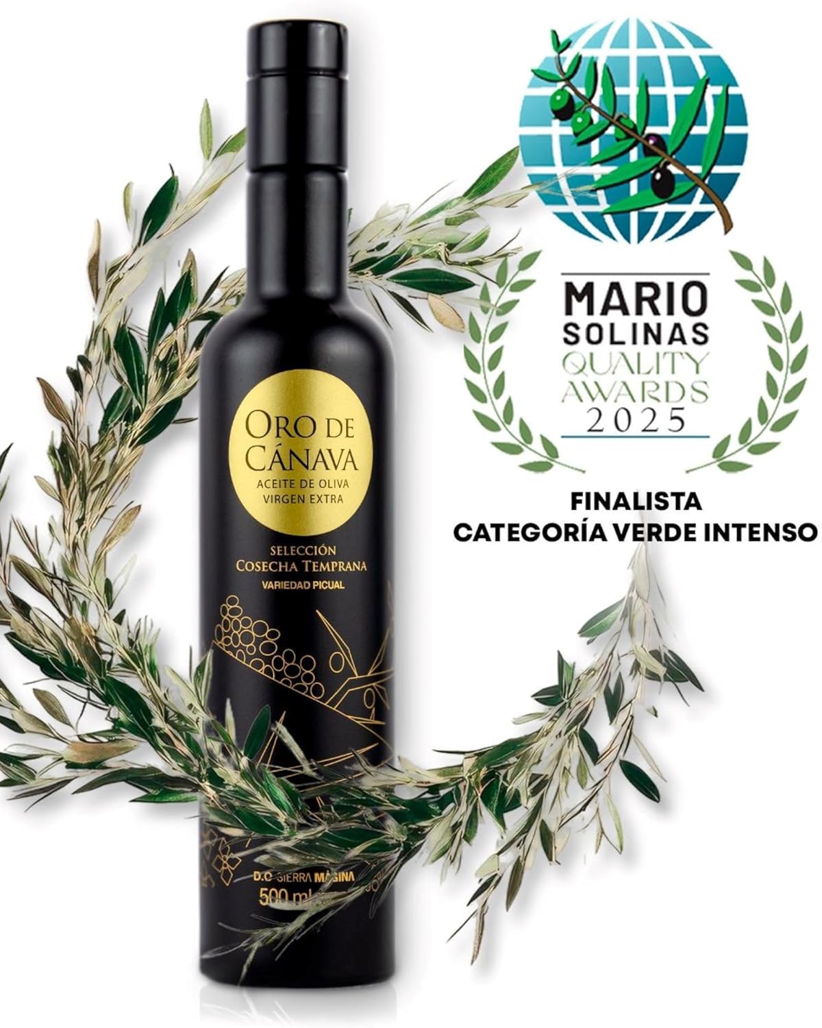 ORO DE CANAVA | Aceite de Oliva Virgen Extra Premium de Jaén, Denominación de Origen Sierra Mágina, Variedad Picual, Cosecha Temprana, Botella Cristal 500 ml con Estuche, Ideal para Regalo