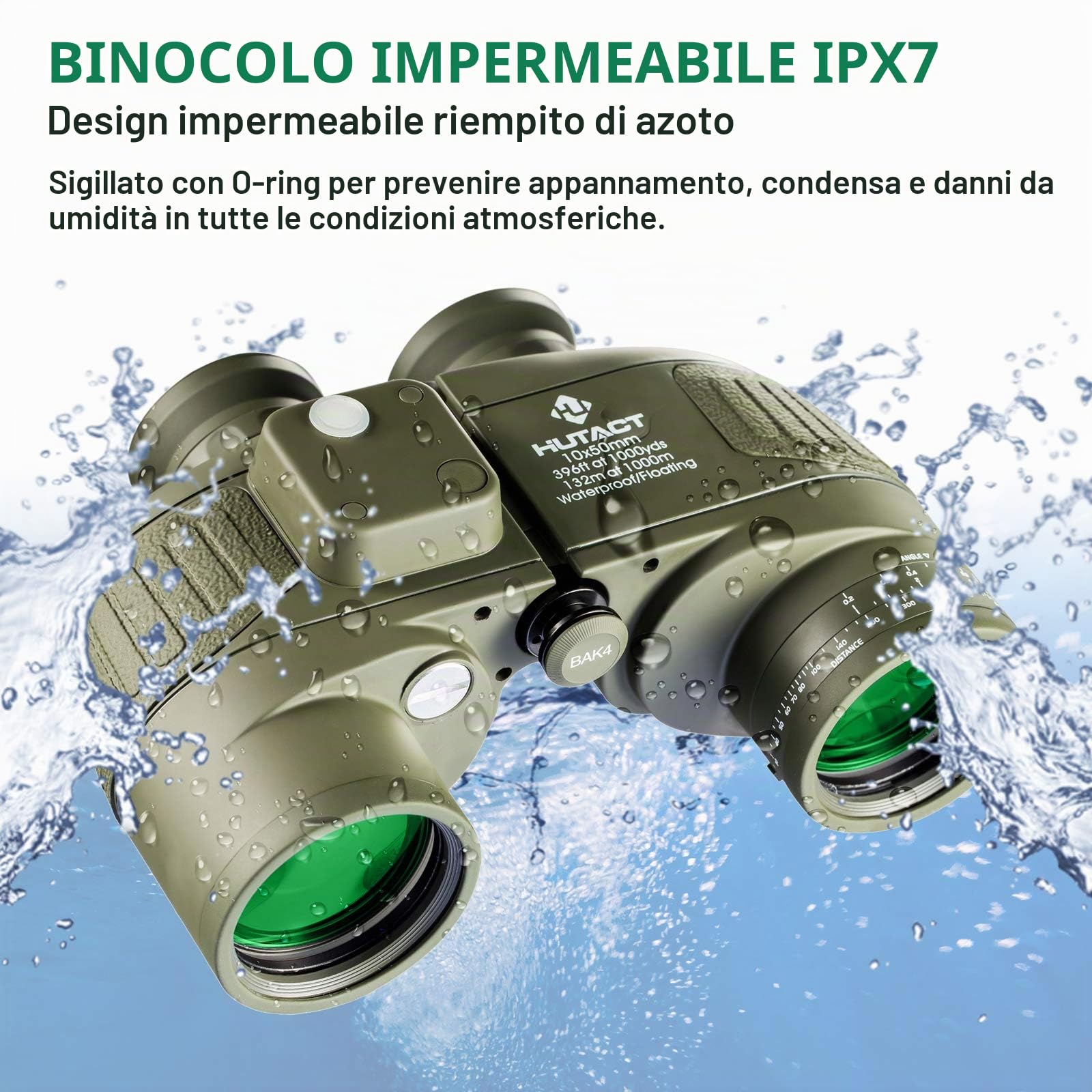 10X50 Binocolo Professionale, con Bussola e Telemetro, Alta Potenza, Alta Definizione, Grande Campo Di Visione, Per La Navigazione Di Piacere, Il Cross-Country E I Viaggi