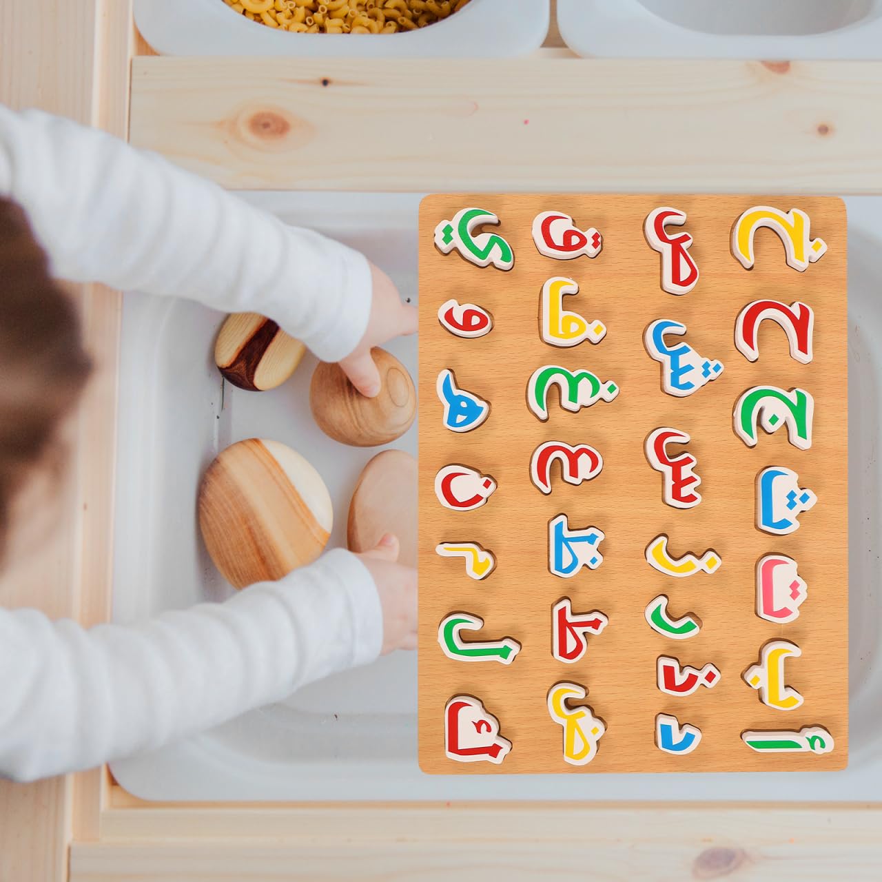 Puzzle De Madera Del Alfabeto Árabe Para Bebés – Juguete Educativo De Encaje Y Asociación Para Desarrollar La Lógica Y Cognición
