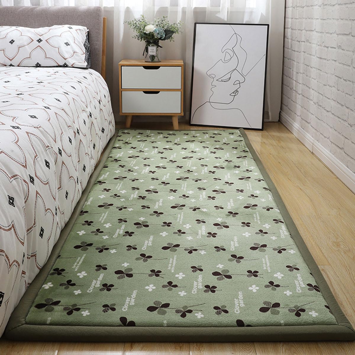 Single tree forest Large Area Rug, 2cm Thick Kids Carpet, Easy to Clean, for Boys and Girls-Four Leaf Clover-80 * 180cm