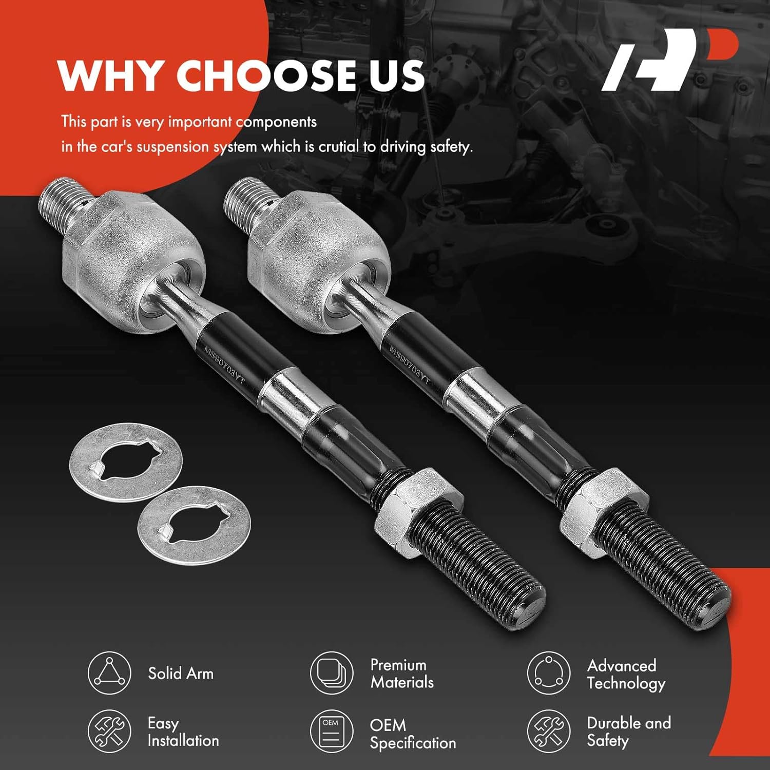A-Premium 2 x Front Inner Tie Rod Ends, Compatible with Kia Sorento 2011-2013 & Hyundai Santa Fe 2007-2012