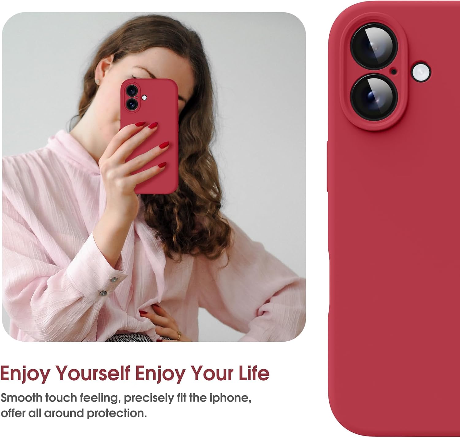 Supdeal Liquid Silicone Case for iPhone 16 - [Camera All-Round Protection] [Soft Microfiber Lining Anti-Scratch] 4 Layer Full Covered Shockproof Gel Rubber Phone Case Cover, 6.1", Red - Image 7