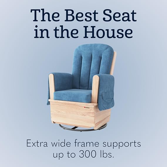 Foundations SafeRocker Steel Swivel Glider Rocker Chair, Blue Microfiber