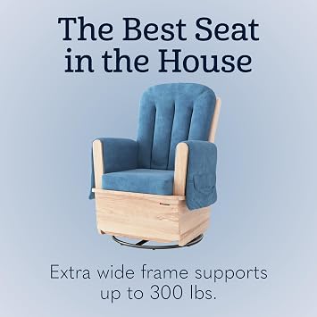 Foundations SafeRocker Steel Swivel Glider Rocker Chair, Blue Microfiber