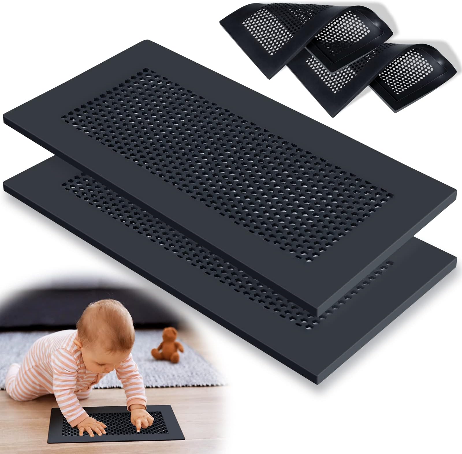 Child Proof Floor Vent Cover,Silicone Floor Vent Cover,Catch Small Items Baby Safe