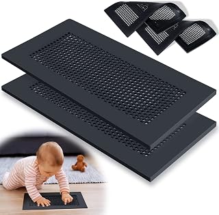 Orzbow Baby Proof Silicone Vent Covers for Floor/Wall/Ceiling Registers 5.3-5.9" x 11.3-11.9", Child-Safe, Easy Install Black 2-Pack