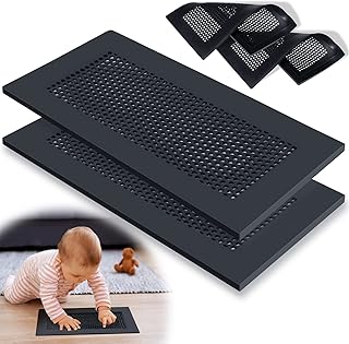 Orzbow Baby Proofing Soft Silicone Vent Cover for Home Wall/Ceiling/Floor Register of Width 5.3" to 5.9", Length 11.3" to 11.9", Child Proof Floor Air Vent Deflector Cover, Easy Install, Black, 2 Pack