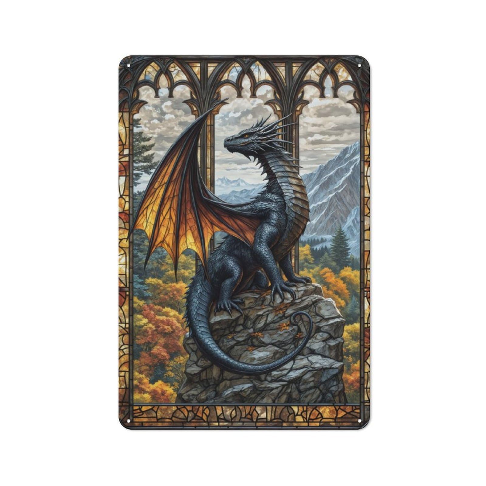 Junmoney Stained Sky Guardian Printed Metal Sign 30X20cm For Living Room Or Hallway, For Home Wall Decor Collectors