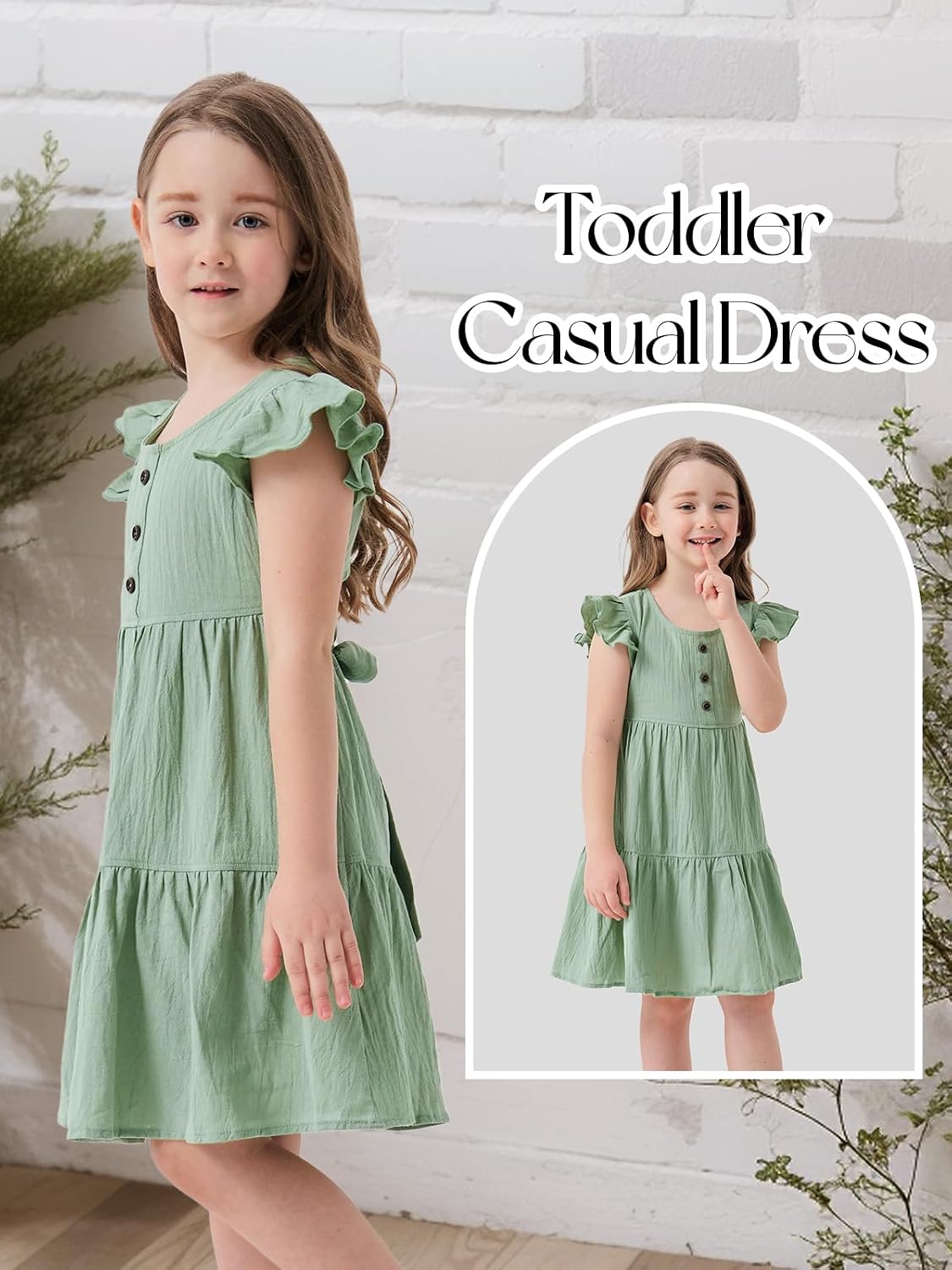 Miipat Toddler Girl Dress Ruffle Sleeveless Summer Cotton Dress Baby Girl Casual Party Dresses Kids Backless A-line Sundress