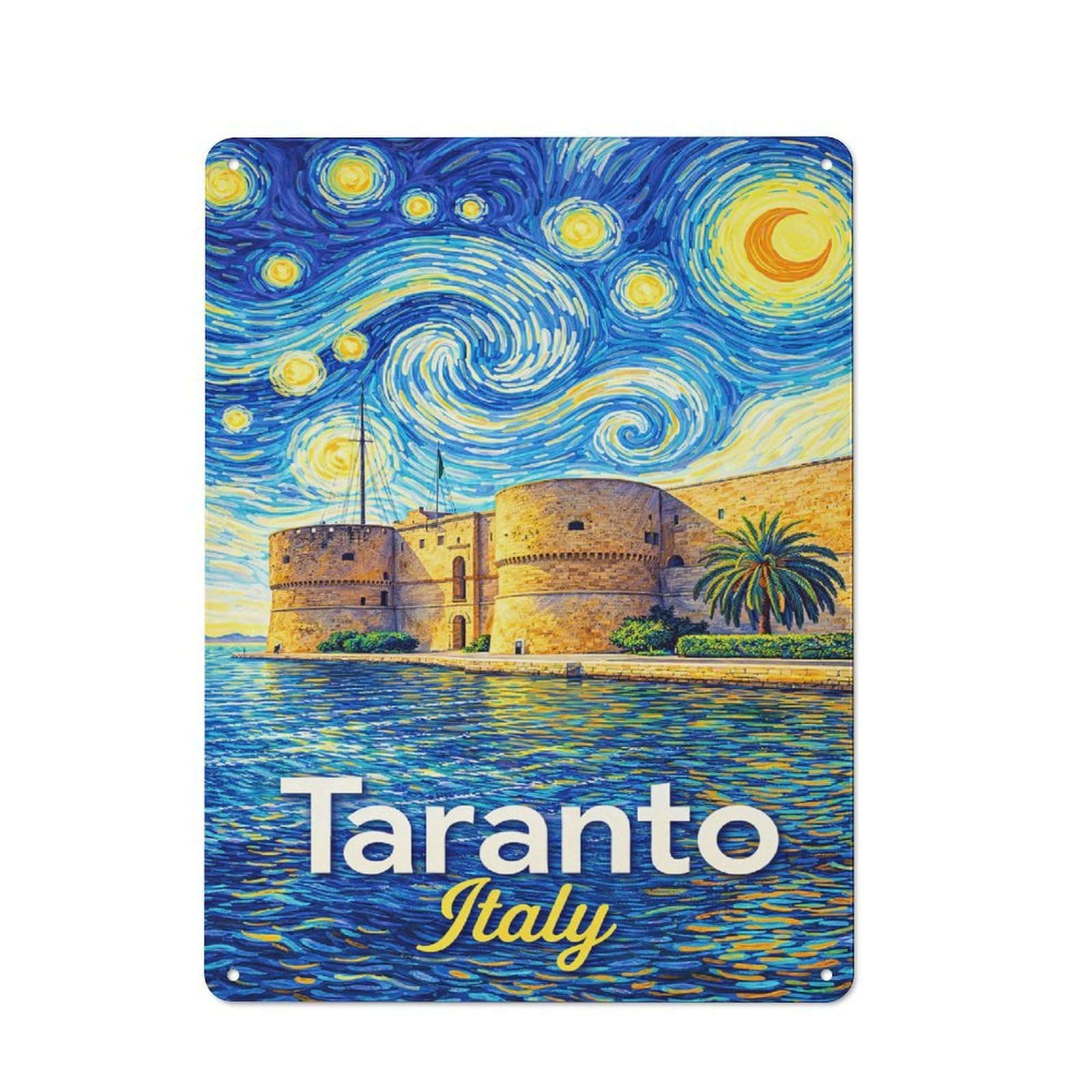 Junmoney Style-1 Classic Taranto Italy Starry Night Painting Metal Sign 40X30cm, Classic Pub Decor For Diner, Restaurant, Shed Or Kitchen