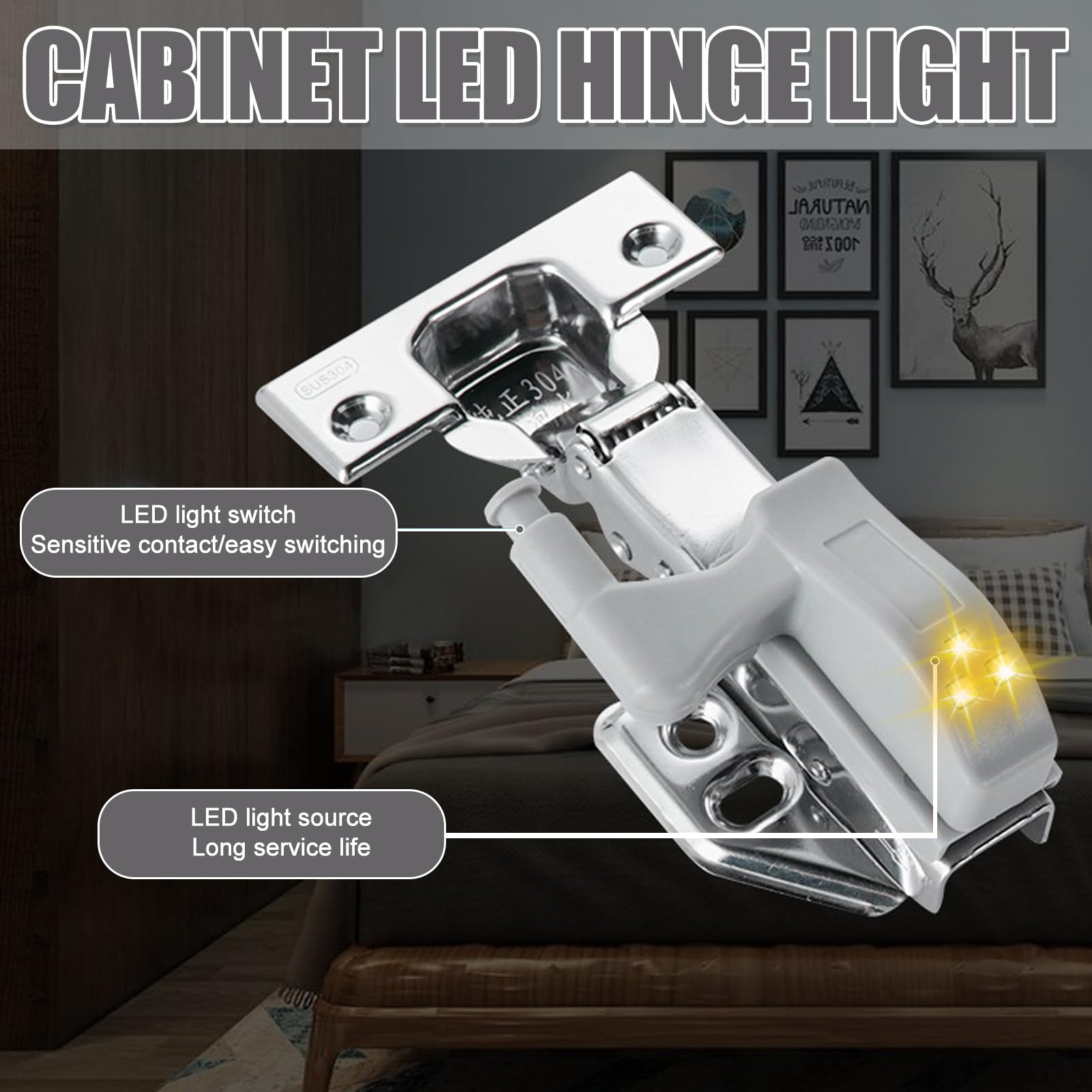 Hinge LED Light, 10-Piece Cabinet Lighting with LED Motion Sensor - Image 4