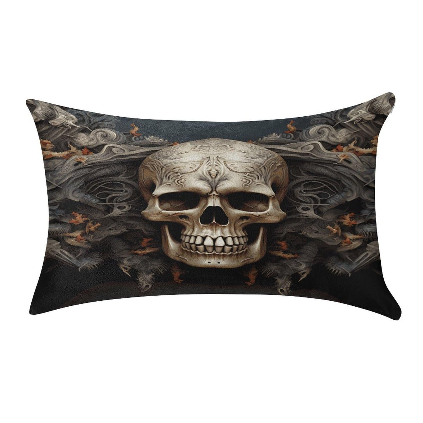 MUSM Skulls Pillow Case 12"X20" Luxury Velvet Throw Pillow Cover Fade Resistant Cozy Soft Pillowcases Pillow Protector Pillow Shams Lumbar Pillow Shells for Home&Gifts