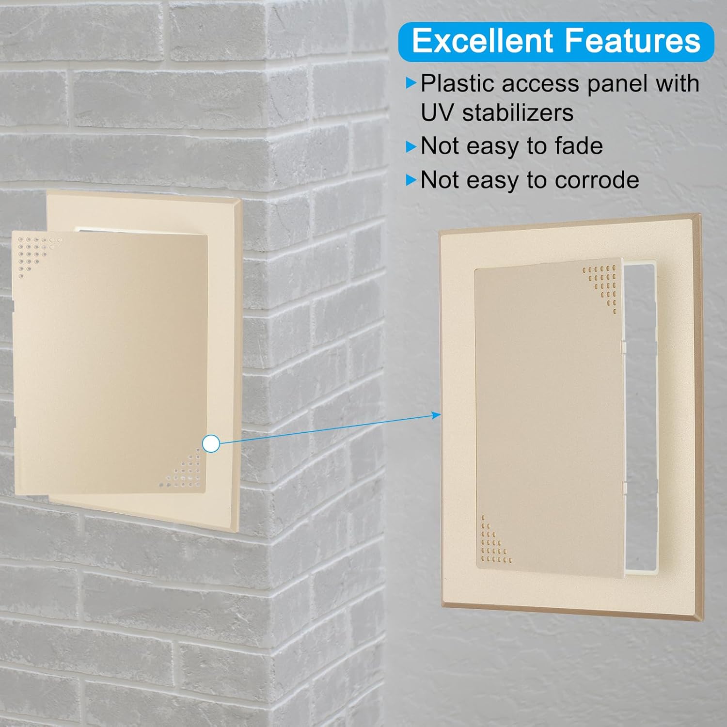 PATIKIL 7x5 inch(178x123mm) Self-Adhesive Access Panel, ABS Plumbing Access Doors with Air Vent Hole Wall Hole Cover for Drywall Electrical Cables Wiring, Gold Tone
