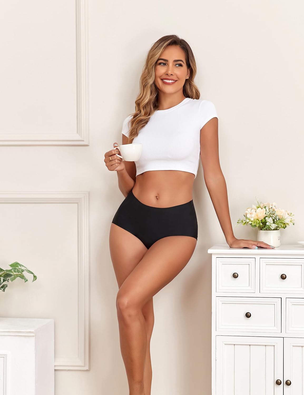Seamless High Waist Underwear for Women No Show Panties Invisible Briefs Full Coverage Womens Underwear Pack - Image 3