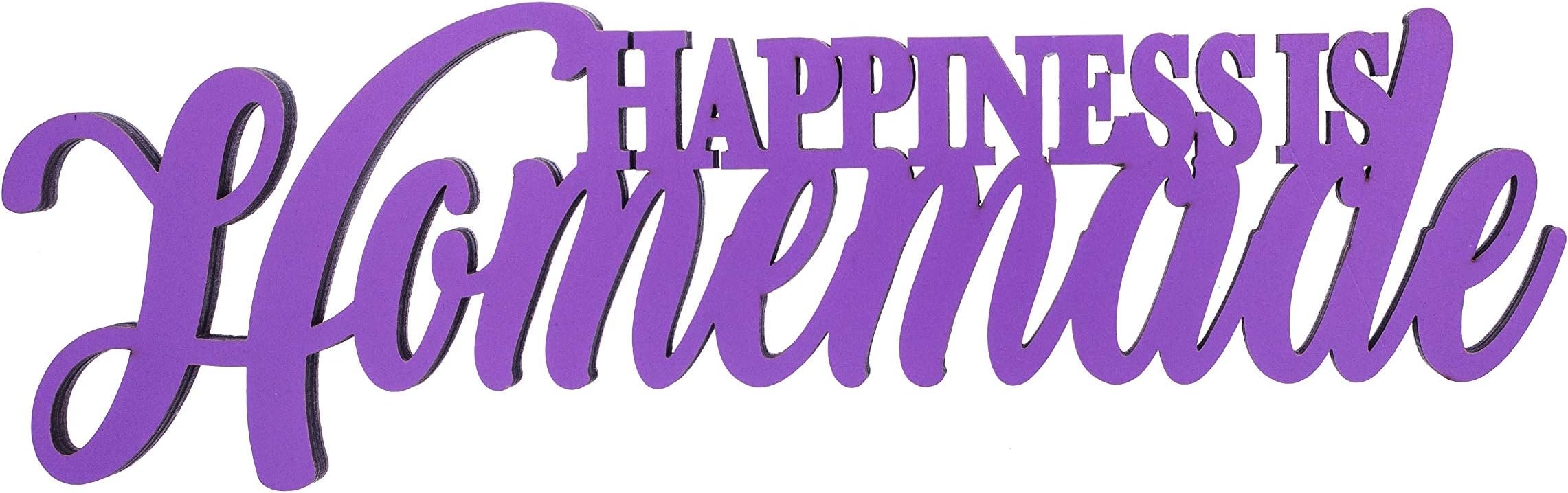 Boxer Gifts Chatterwall Happiness is Homemade' Hanging Inspirational Quote Wooden Wall Plaque Laser Cut Wood | Beautiful Home Decor | 23cm x 18cm, One, Purple