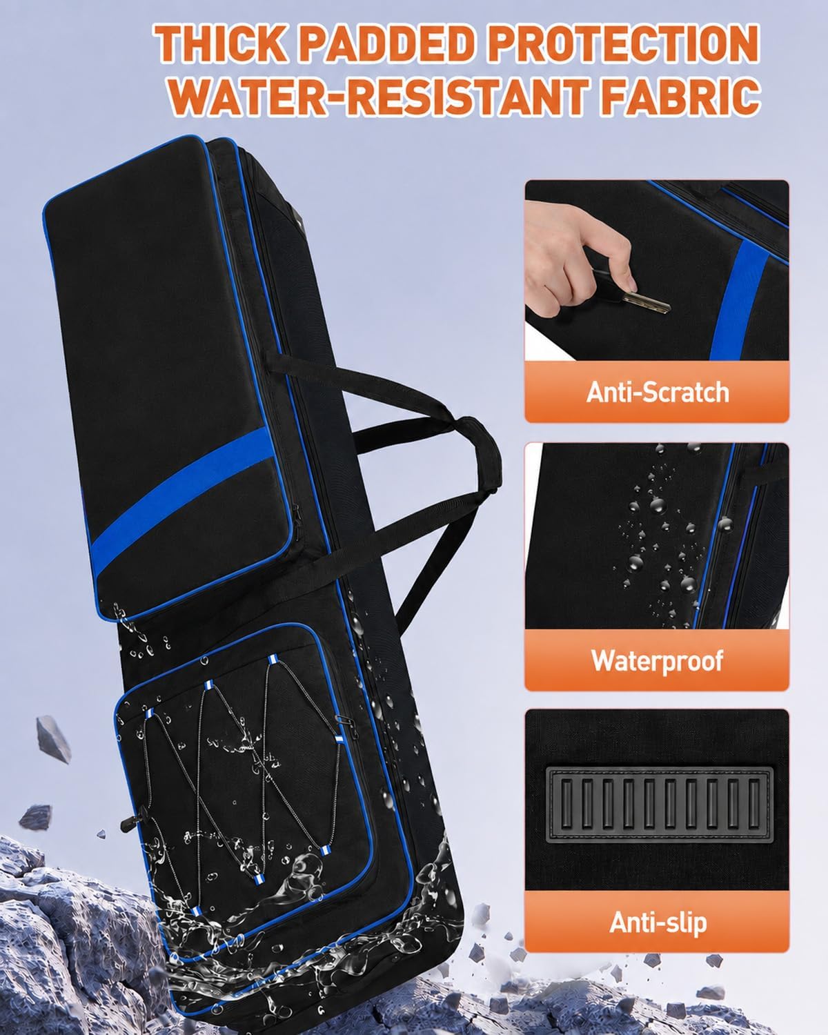 88 Key Keyboard Case with Wheels, Padded Rolling Gig Bag for Piano 53" × 14.5" × 7" Interior, Backpack Straps, Reinforced Handle, Storage Pockets & Secure Straps for Travel and Gigs