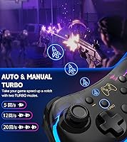 Vista 5 de Gammeefy Hall Effect Switch Controller (No Drift, No Deadzone) Compatible with SwitchLiteOLED & PCiOSAndroid, Clear RGB Lightning Switch Pro