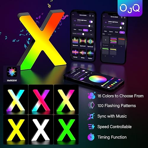 Miniatura 117 de OJQ Letras con luces LED iluminadas, letras de marquesina para decoración de habitación, luces de pared, regalos de Navidad, sincronización
