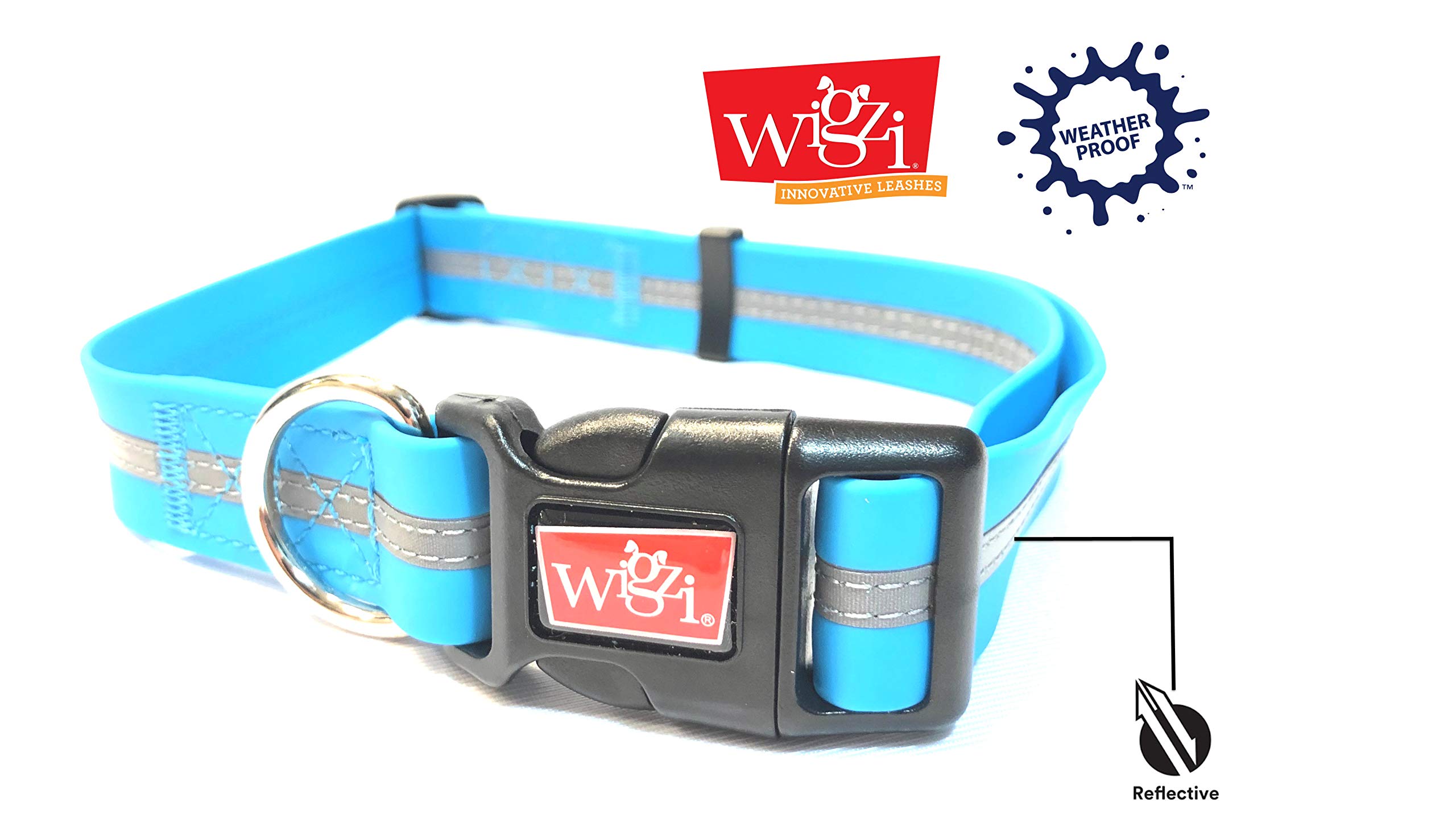 Reflective Weatherproof Adjustable Collar, Neon Blue, Medium Size