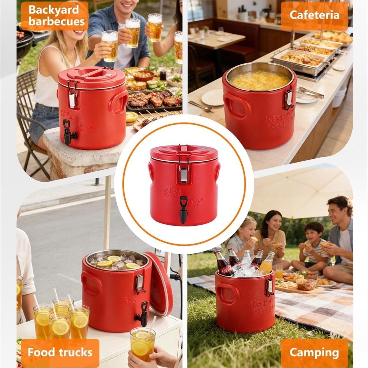 Dispensador de Bebidas isotérmico, 10 litros, dispensador de Acero Inoxidable para Bebidas frías y Calientes, Ideal para té, café, Zumo, Agua y Leche.