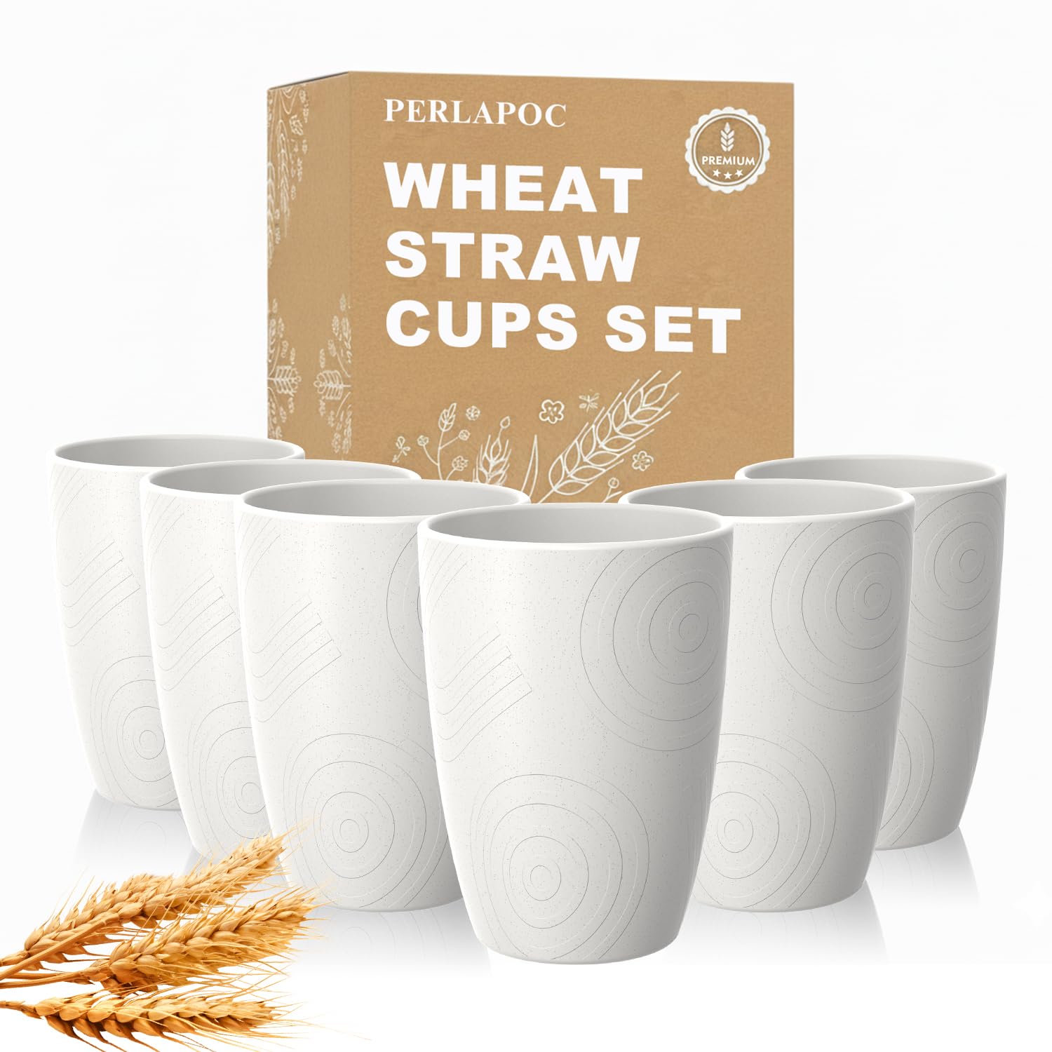 Unbreakable Plastic Drinking Cups, 12 OZ White Kids Cups Set of 6