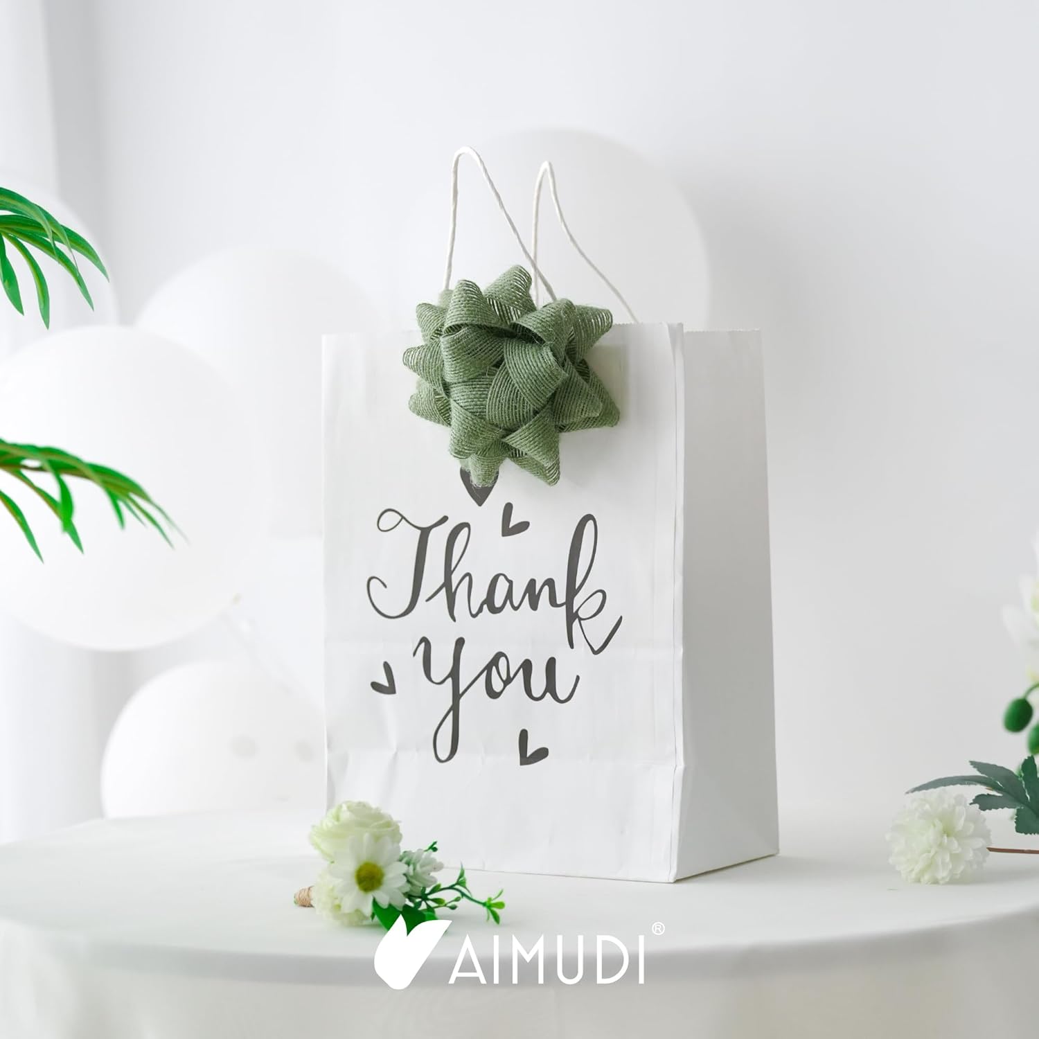 AIMUDI Sage Green Bows for Gift Wrapping 4.5'' Burlap Gift Bows Self Adhesive Bows for Presents Baskets Birthday Party Holiday Baby Shower Wedding Decorations - 6 Counts - Image 9