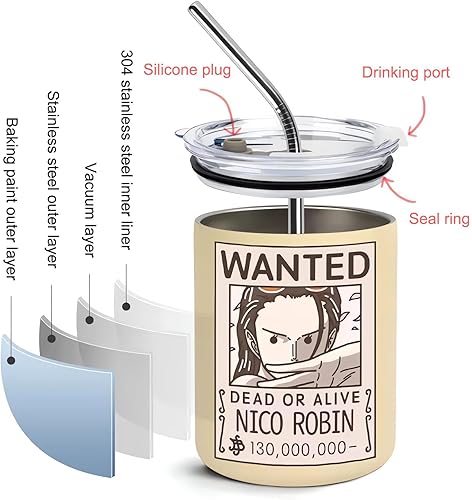 Miniatura 2 de Vasos aislados al vacío de 12 onzas con tapa y pajilla, taza de café de acero inoxidable de doble pared para oficina y hogar, lindos regalos de