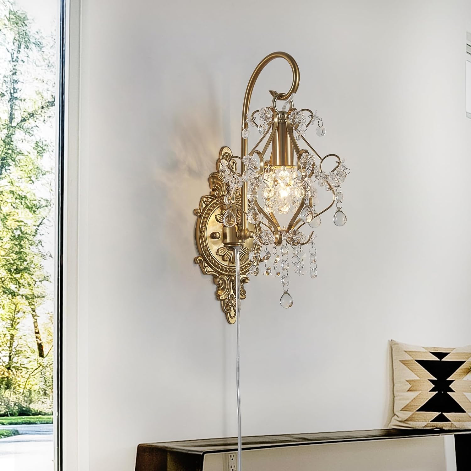 Gold Crystal Medieval European Style Wall Sconce Set