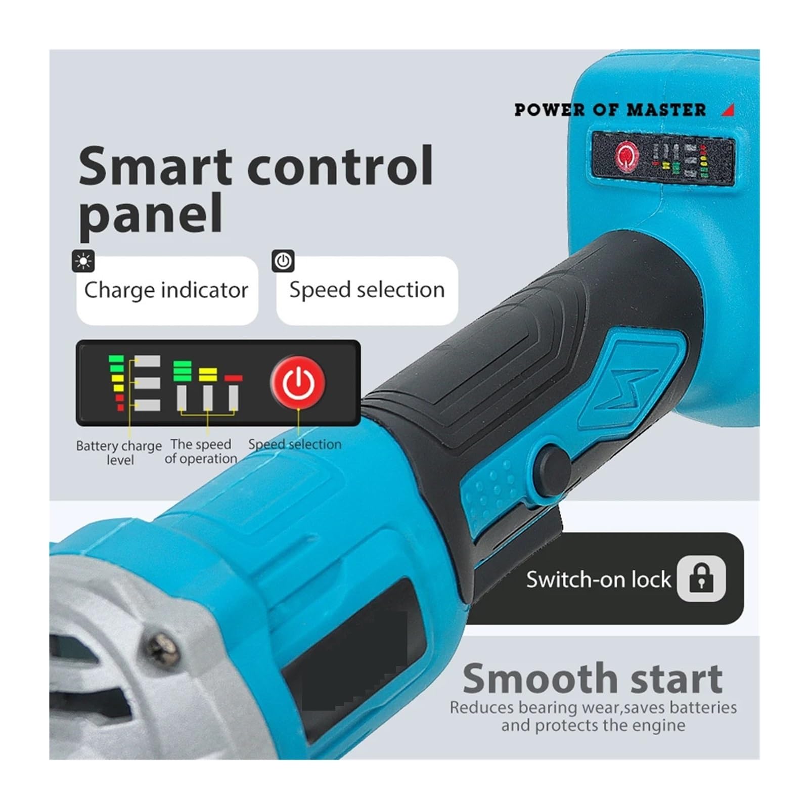 Smerigliatrice angolare a batteria senza spazzole 21V Utensile da taglio 9000 giri/min per legno metallico,Impiego pesante(AB161 Pro no battery)