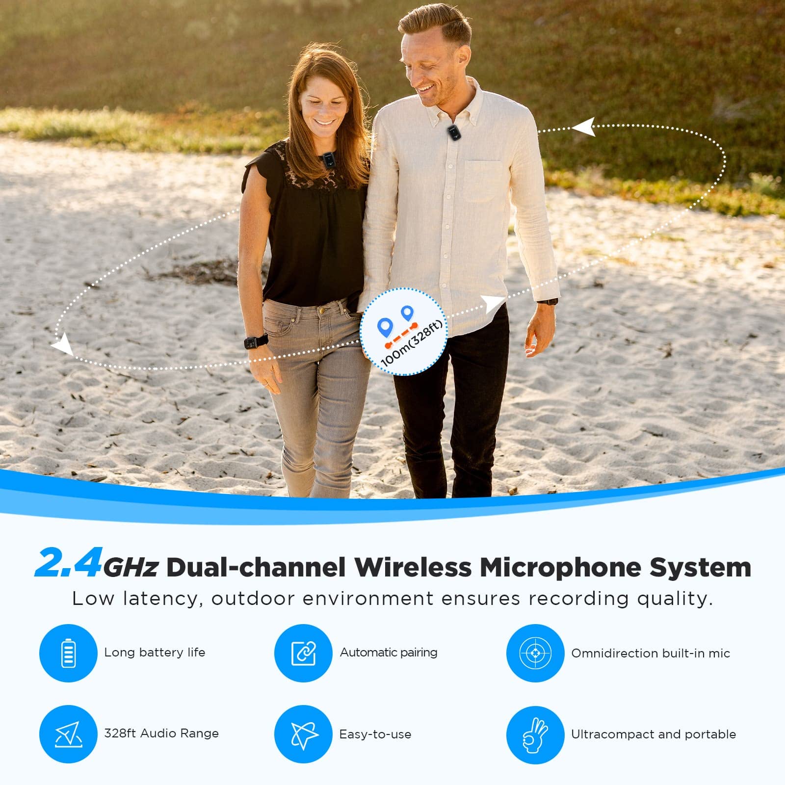 Saramonic Blink500 Prox Q20 Micrófono inalámbrico de Solapa, batería de 10 Horas, micrófono inalámbrico Recargable para cámara, PC, iPhone, Andriod, Grabar entrevistas, Vlog