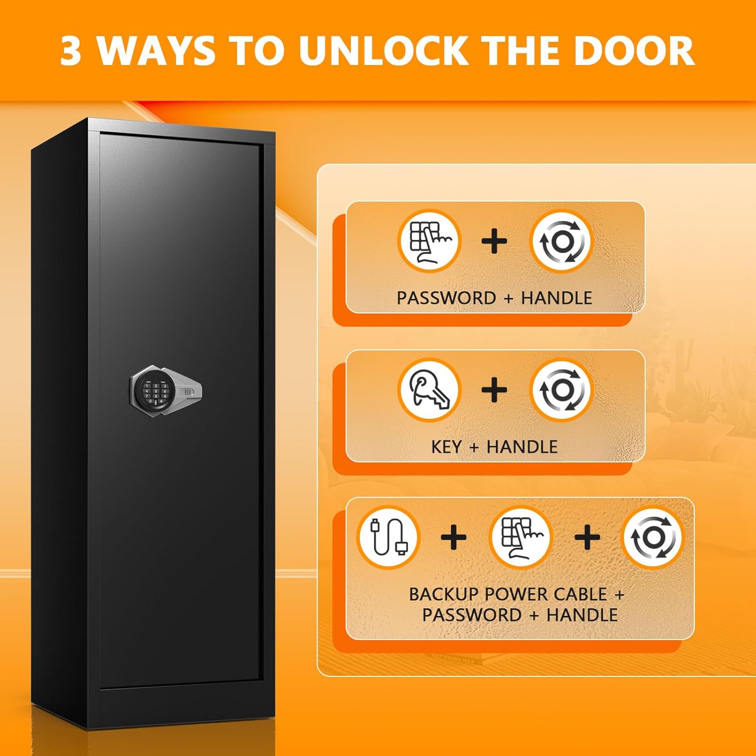10-12 Gun Safe, Quick Access Rifle Safe for Home, Large Gun Safe for Rifles and Pistols, Dual Alarm Gun Cabinets for Rifles and Shotguns, Mute Mode Long Shotgun Safe
