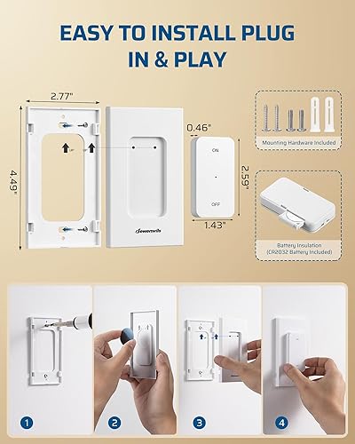 Miniatura 20 de DEWENWILS Enchufe de bombilla de control remoto, interruptor de luz inalámbrico para lámpara de cadena de tracción, base de bombilla E26 E27