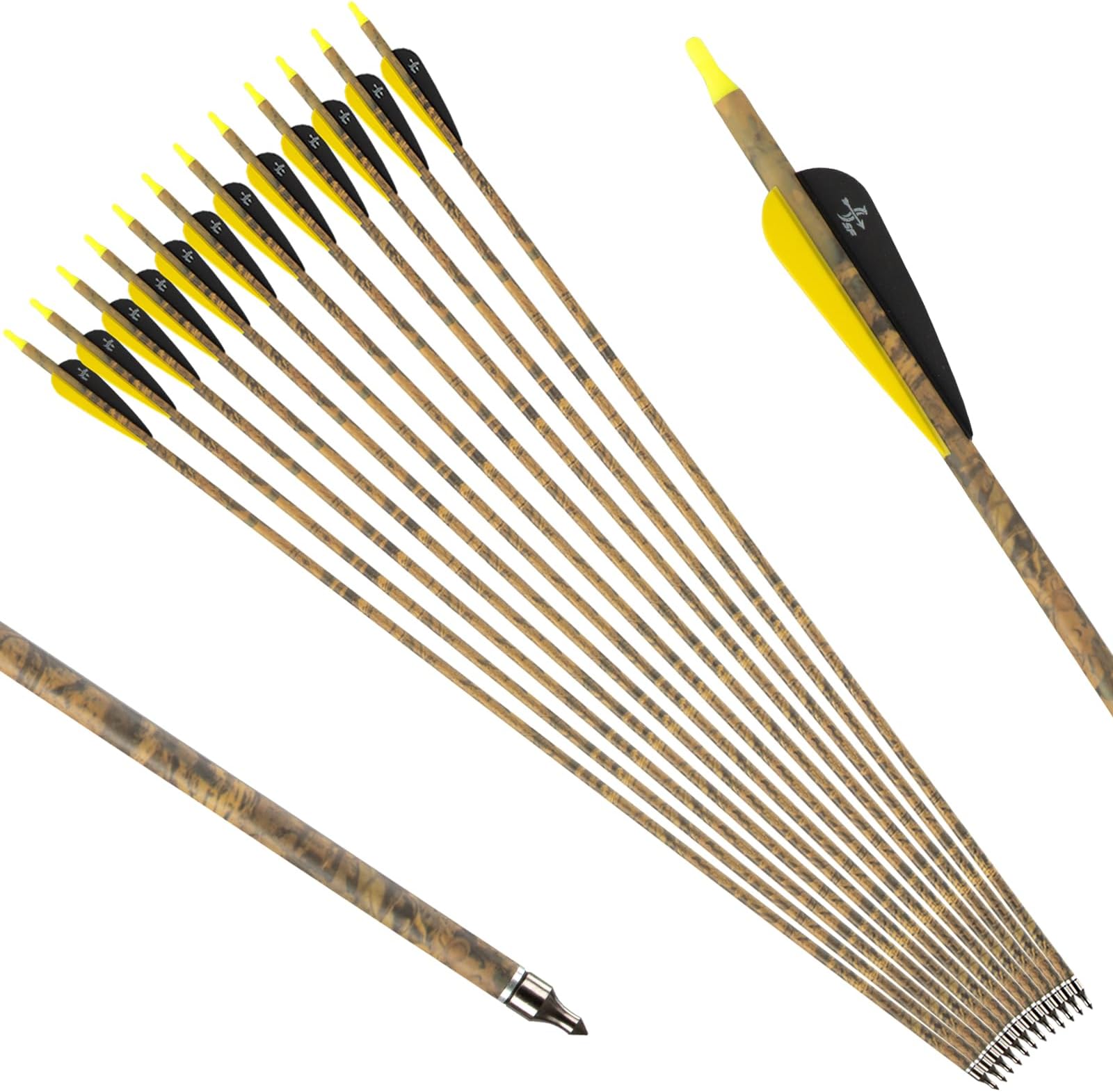 S F 28 30 inch Carbon Arrow Practice Hunting Arrows Spine 500 for Compound & Recurve Bow(Pack of 12)
