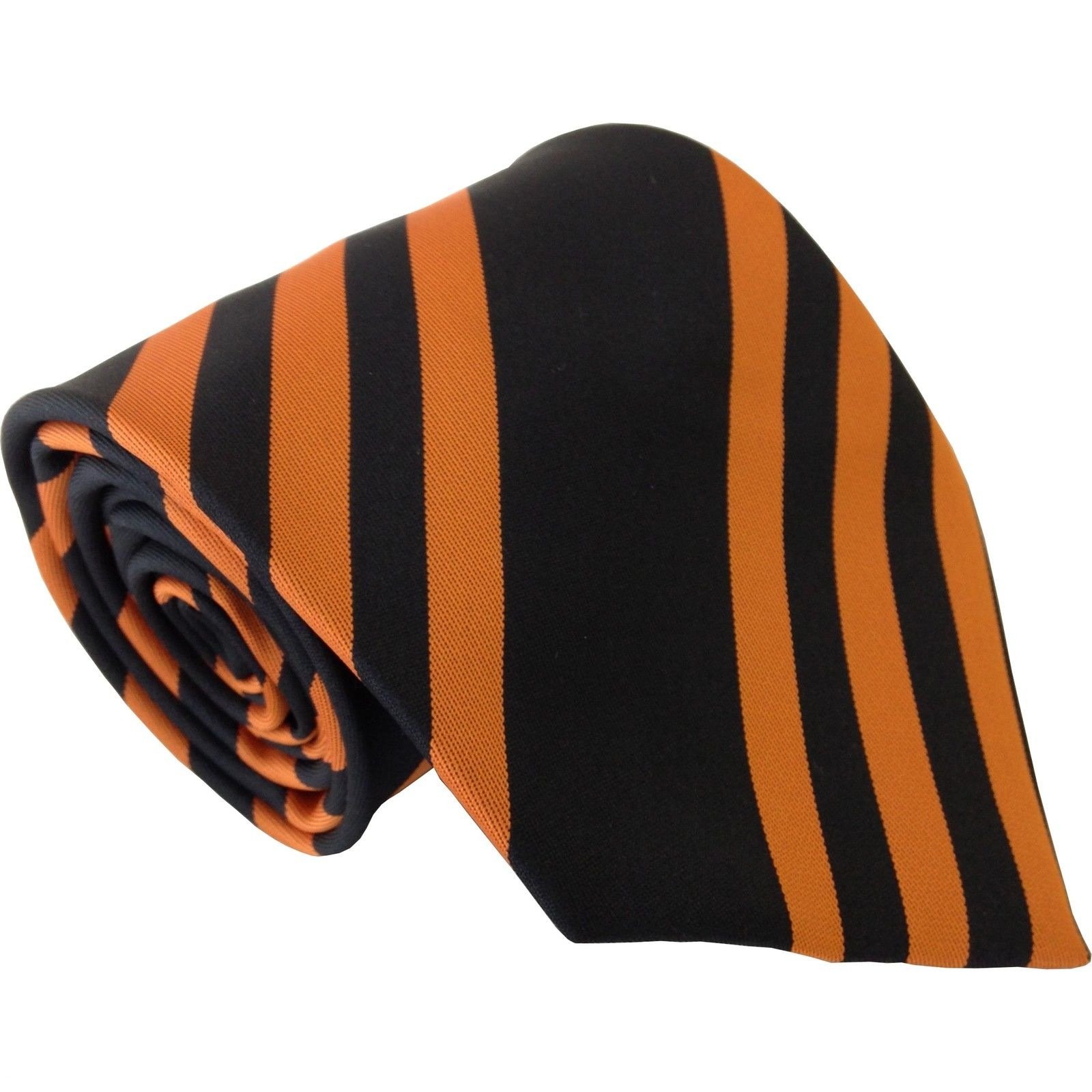Men's Orange & Black Striped Football Neck Tie