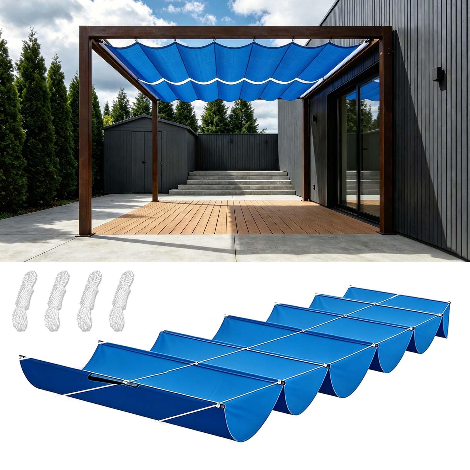 Bâche Dombrage Vague Rétractable 180x1000 cm pour Ombrager le Jardin et le Garage