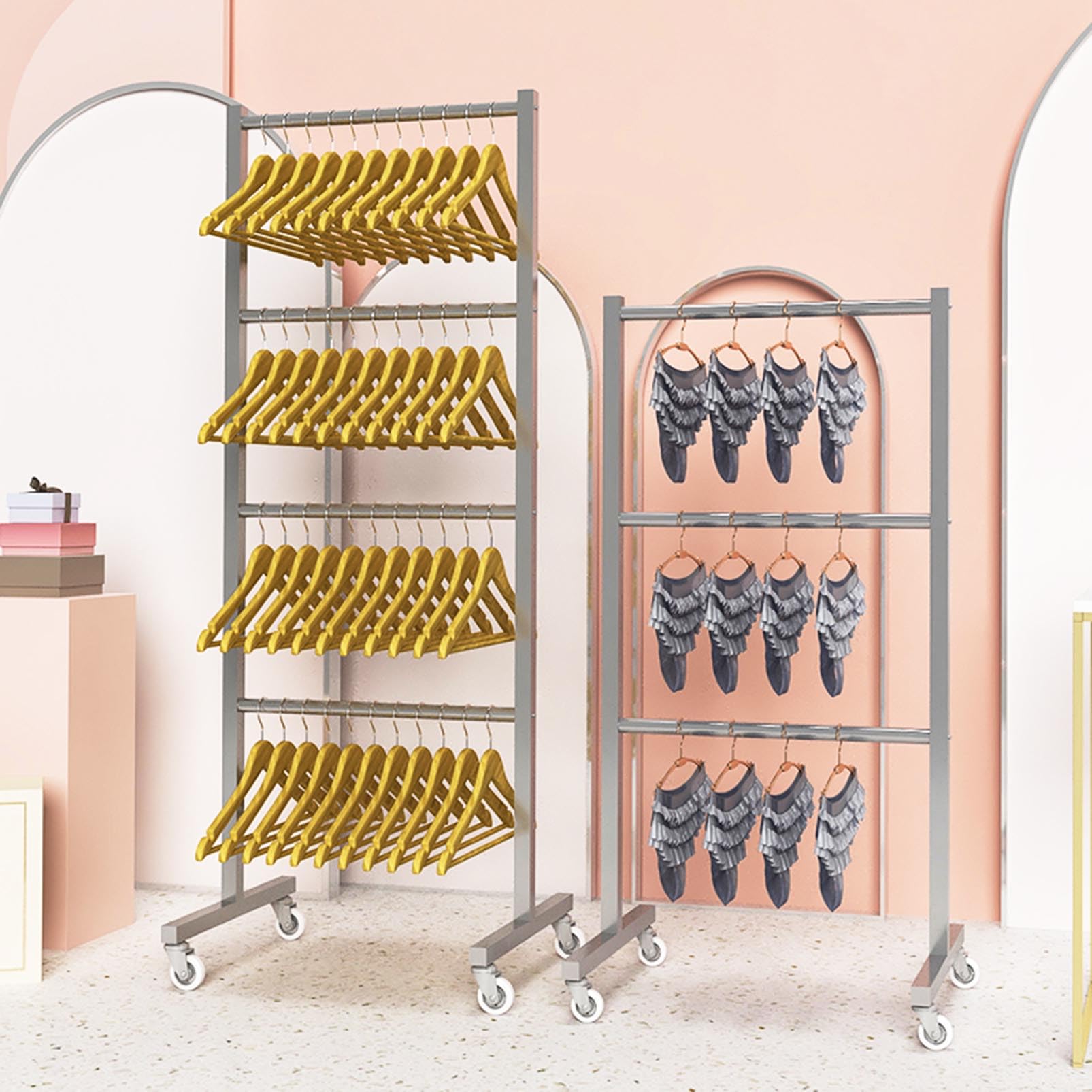 LYGXWJFC Apilador de Almacenamiento para Perchas – Estante Organizador para Perchas de Ropa móvil con Ruedas para Bufandas, Toallas, Sujetadores y Pantalones – Ideal para Tienda de Ropa o lavandería
