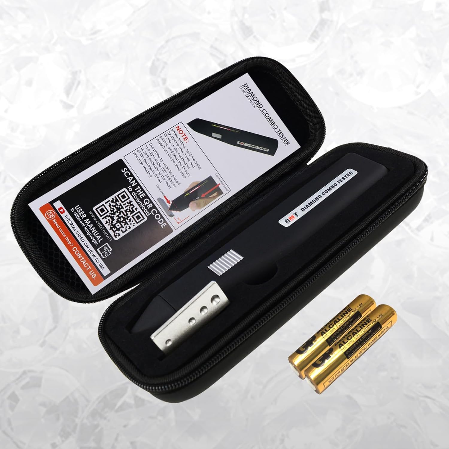 JuviPerpric 2 in 1 Diamond Tester Professional, Moissanite Tester High Accuracy Diamond Tester Pen Professional, Diamond Checker Tool Jewel Gem Tester for Diamond Moissanite