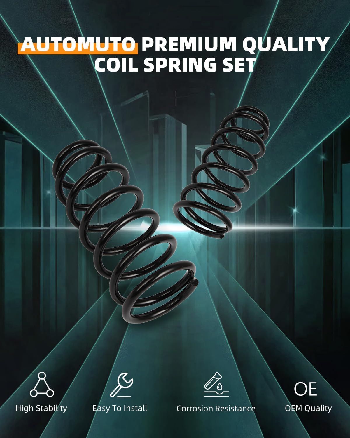 AUTOMUTO 2PCS Rear Suspension Coil Spring Set Compatible with 2006-2011 for Honda Civic - Replace 81680 Coil Springs