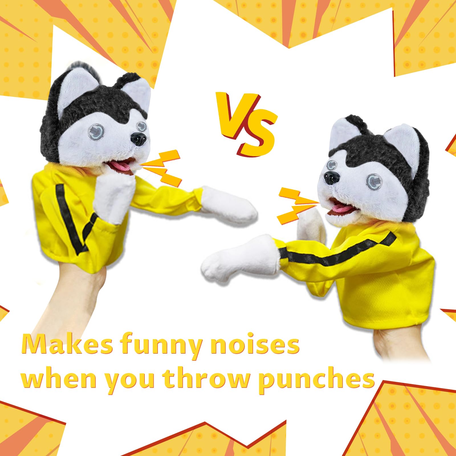 Kung Fu zabawka dla zwierząt, zabawka dla dzieci, zabawka husky, lalka, zabawka pluszowa, lalka Kung Fu Animal Toy Husky Gloves Doll Children's Game Plush Toys Dog Boxing Hand Puppet Toys