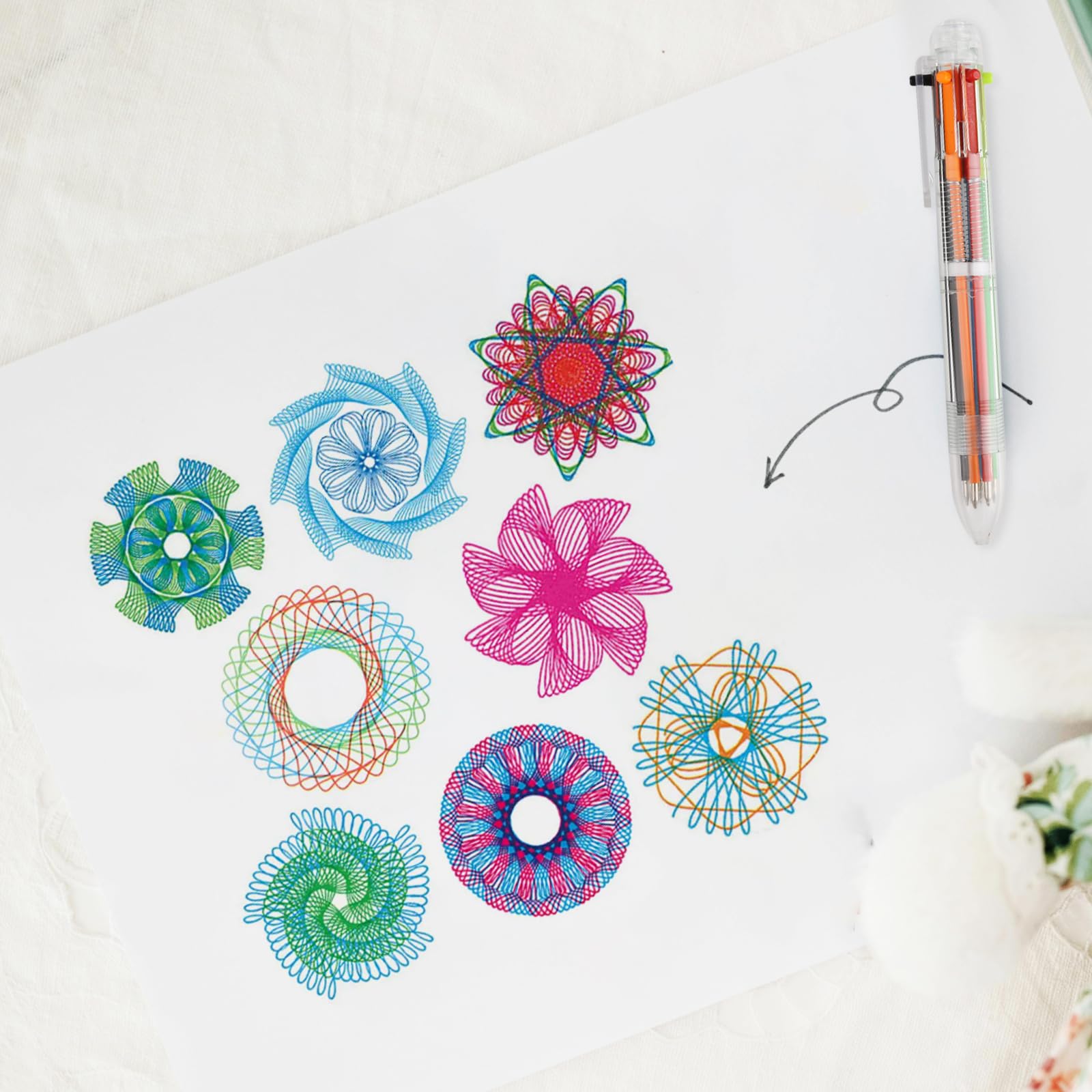 28 Spiral Designer, Kreatives Spirale Spielzeug, Mandala Schablone mit Kratzbilder und Stiften, Multifunktionales Spirograph Kinder ab 8, Malschablonen Kinder Deluxe Kit
