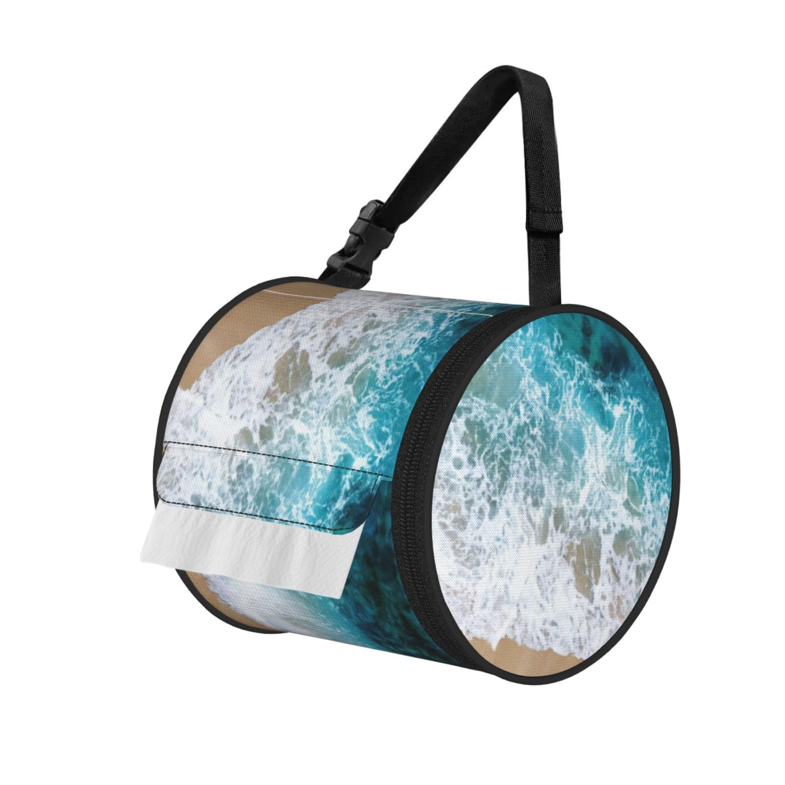 Beautiful ocean waves Printed Roll Paper Carrier Bag, Foldable Oxford Cloth Tissue Case for Camping Hiking Backpack